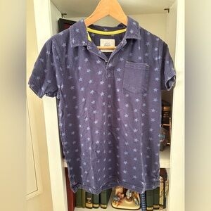 Mini Boden short-sleeve polo shirt with a blue star pattern 11-12 Year